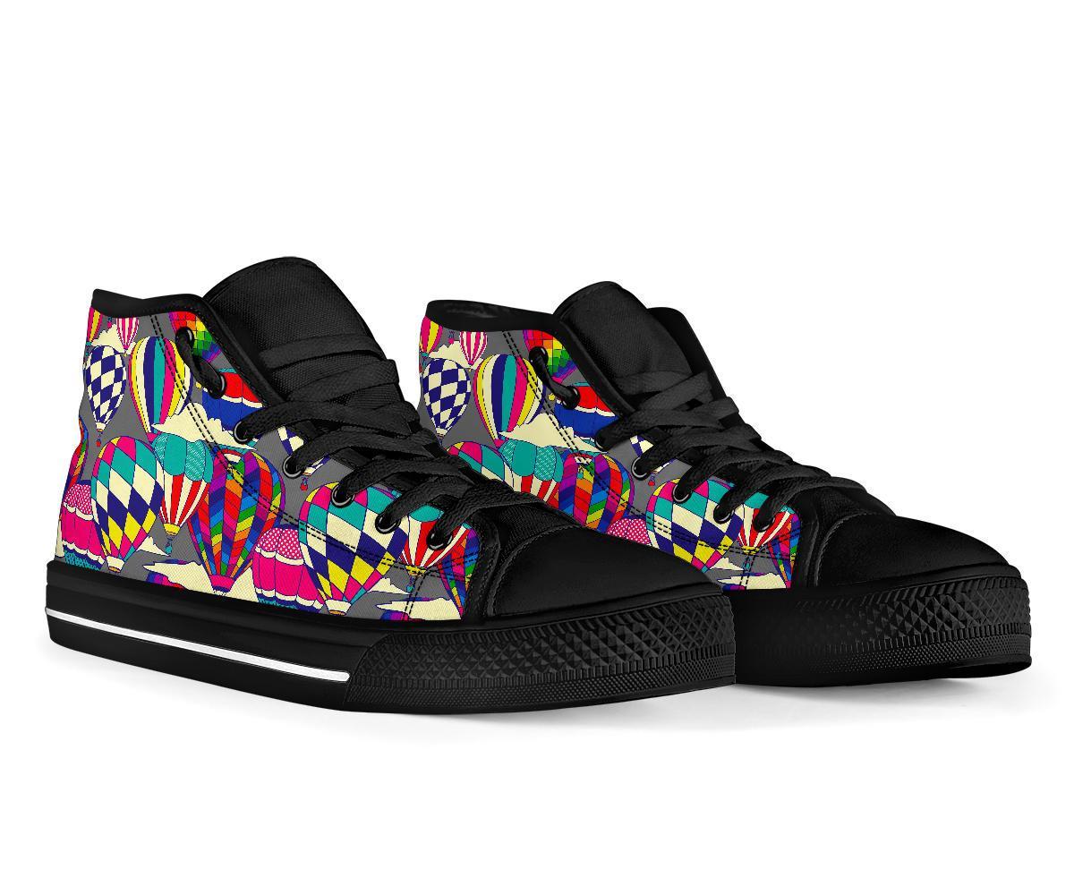 Colorful Hot Air Balloon Pattern Print Men Women's High Top Shoes-grizzshop