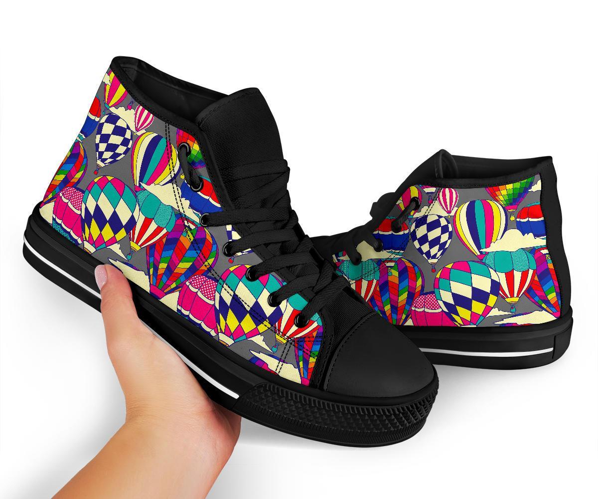 Colorful Hot Air Balloon Pattern Print Men Women's High Top Shoes-grizzshop