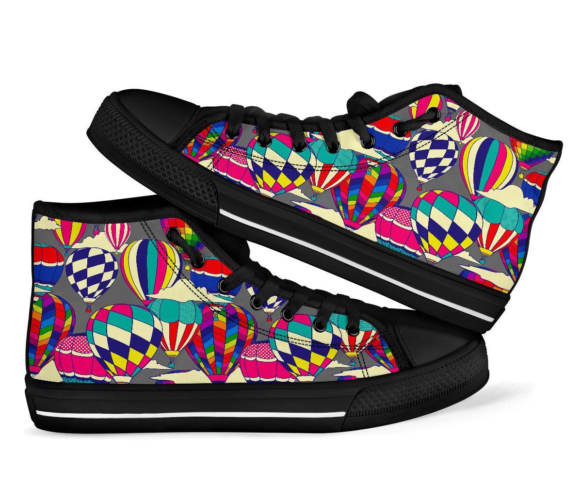 Colorful Hot Air Balloon Pattern Print Men Women's High Top Shoes-grizzshop