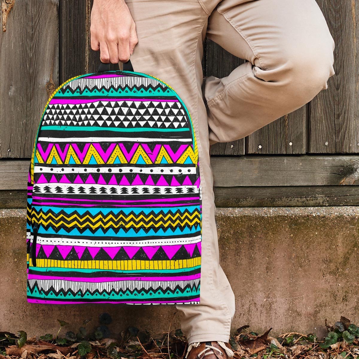 Colorful Indian Aztec Doodle Triangles Backpack-grizzshop