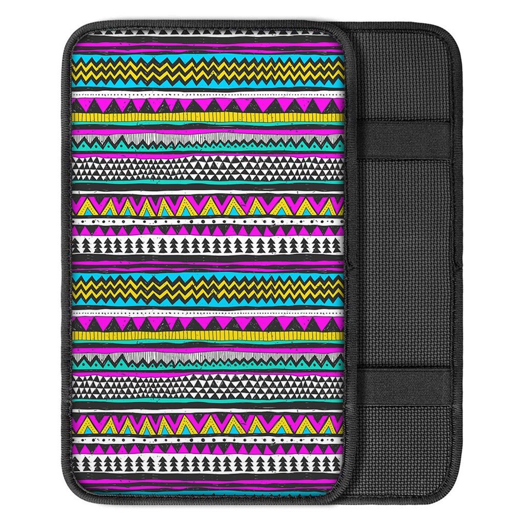 Colorful Indian Aztec Doodle Triangles Car Console Cover-grizzshop