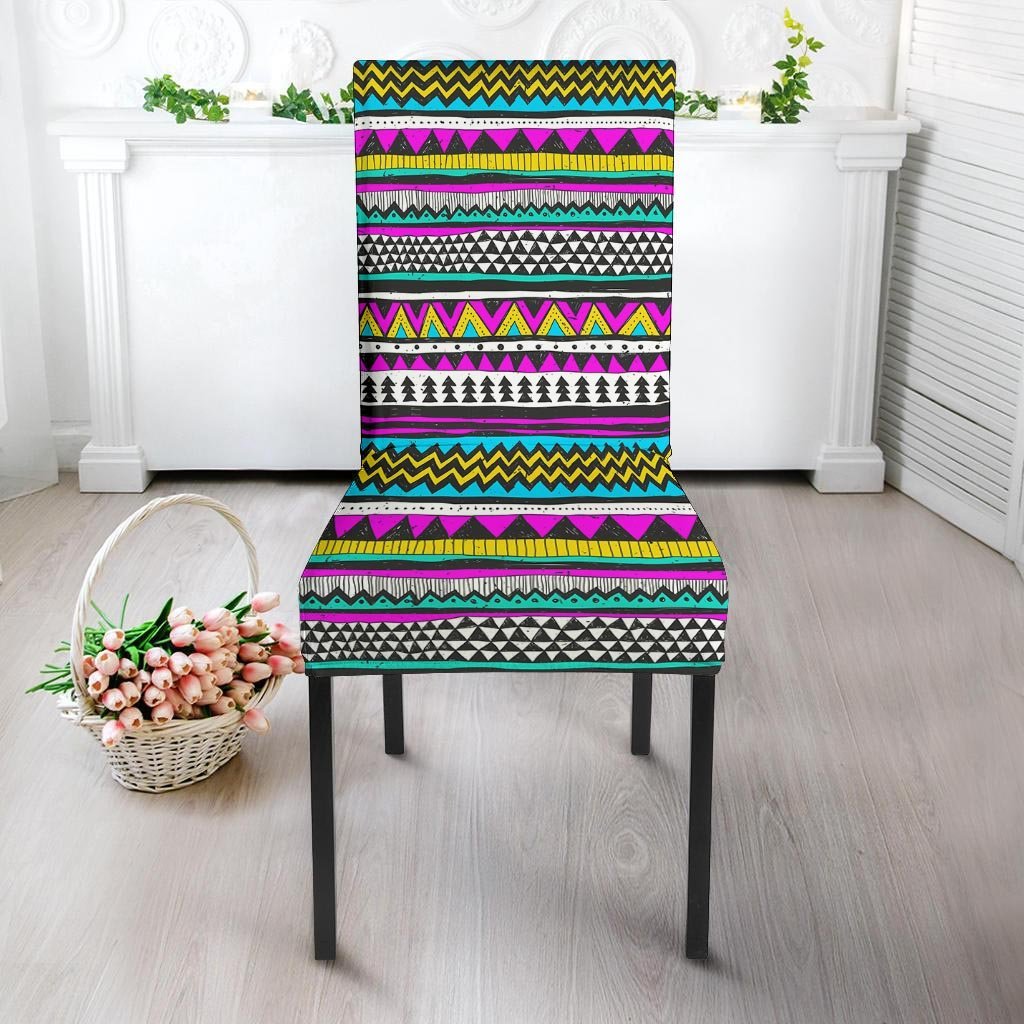 Colorful Indian Aztec Doodle Triangles Chair Cover-grizzshop