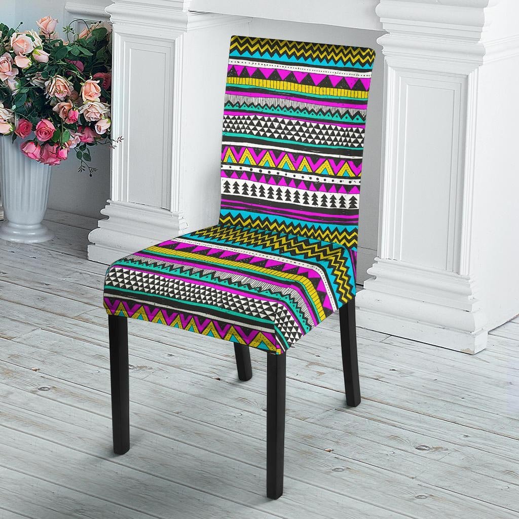 Colorful Indian Aztec Doodle Triangles Chair Cover-grizzshop