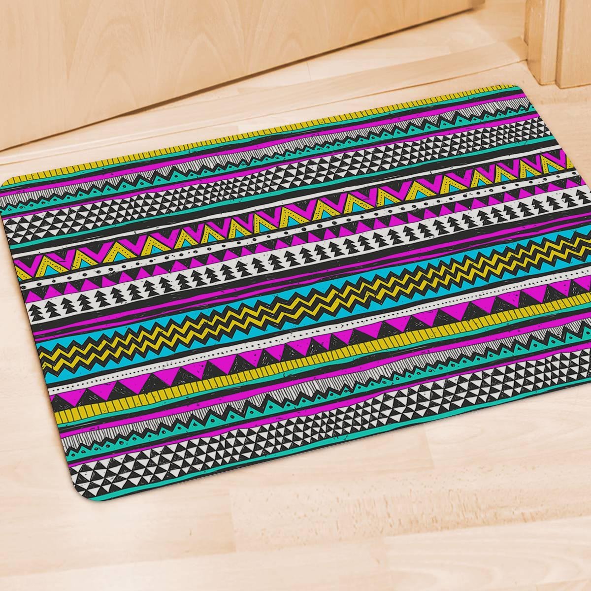 Colorful Indian Aztec Doodle Triangles Door Mat-grizzshop