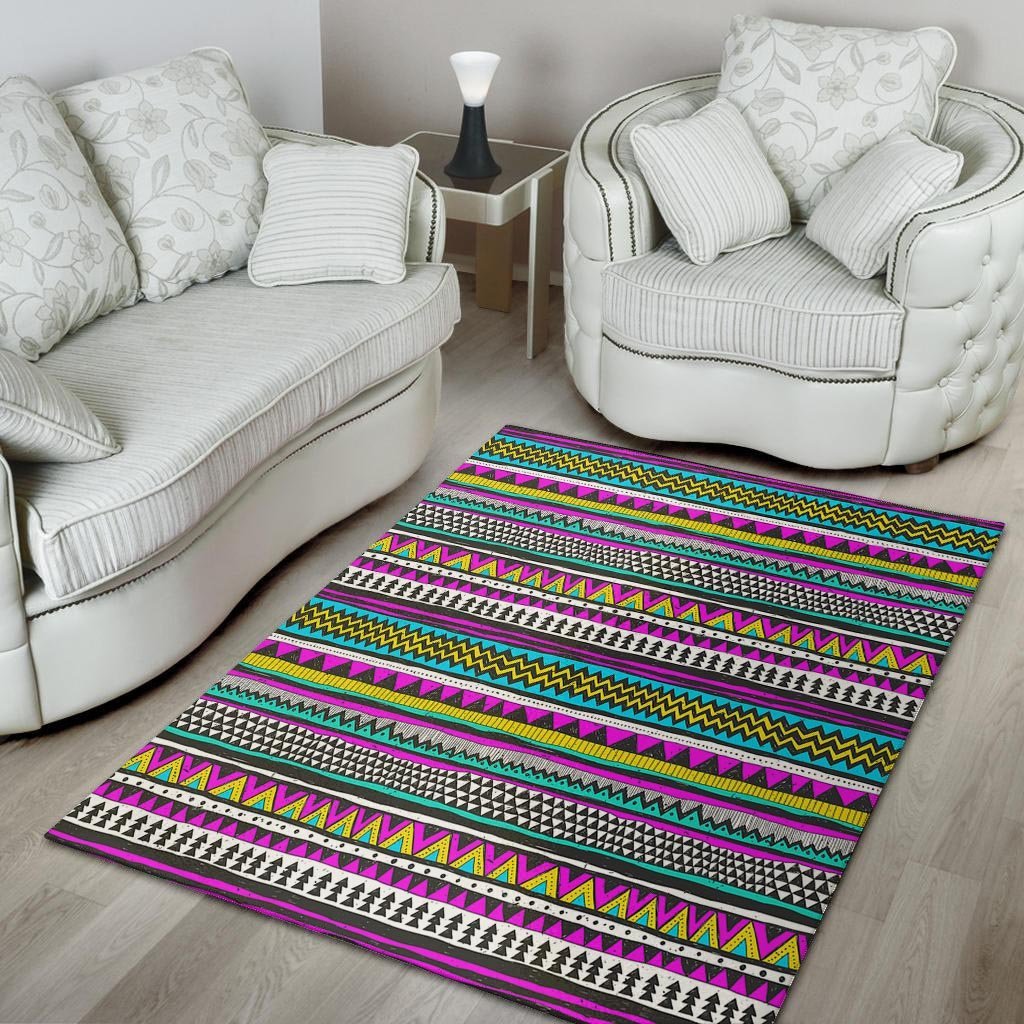 Colorful Indian Aztec Doodle Triangles Floor Mat-grizzshop
