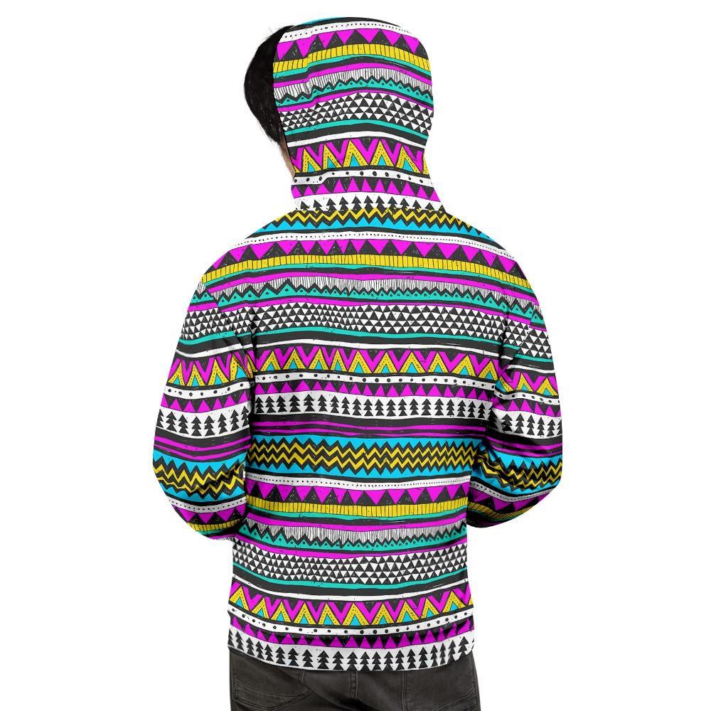 Colorful Indian Aztec Doodle Triangles Men's Hoodie-grizzshop