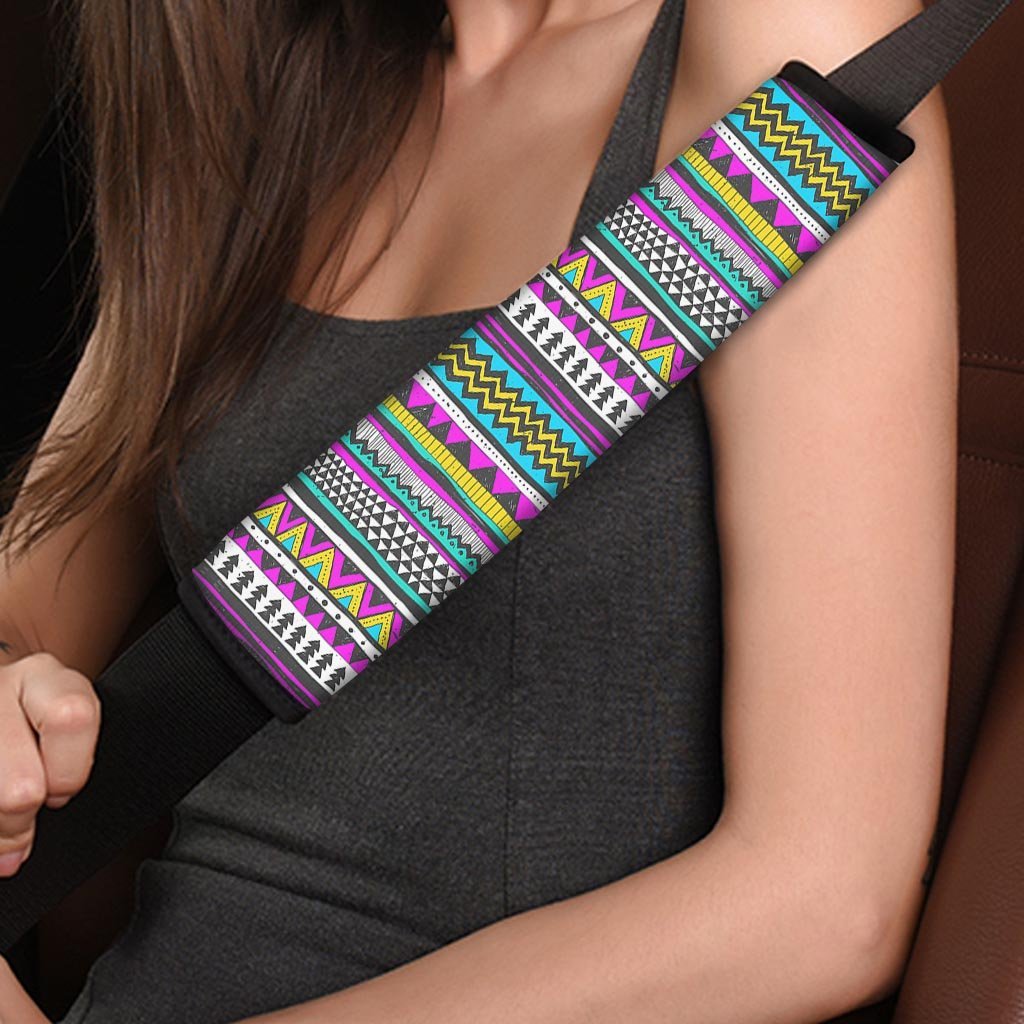 Colorful Indian Aztec Doodle Triangles Seat Belt Cover-grizzshop