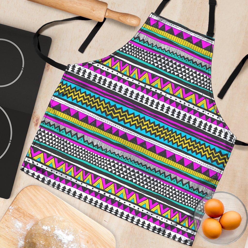 Colorful Indian Aztec Doodle Triangles Women's Apron-grizzshop