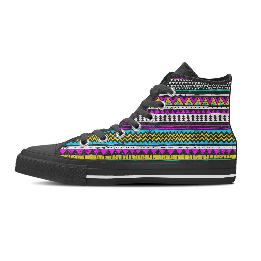 Colorful Indian Aztec Doodle Triangles Women's High Top Shoes-grizzshop
