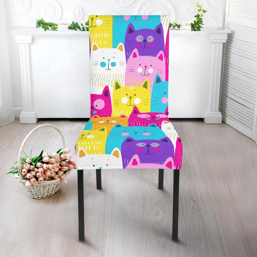 Colorful Kitten Cat Pattern Print Chair Cover-grizzshop