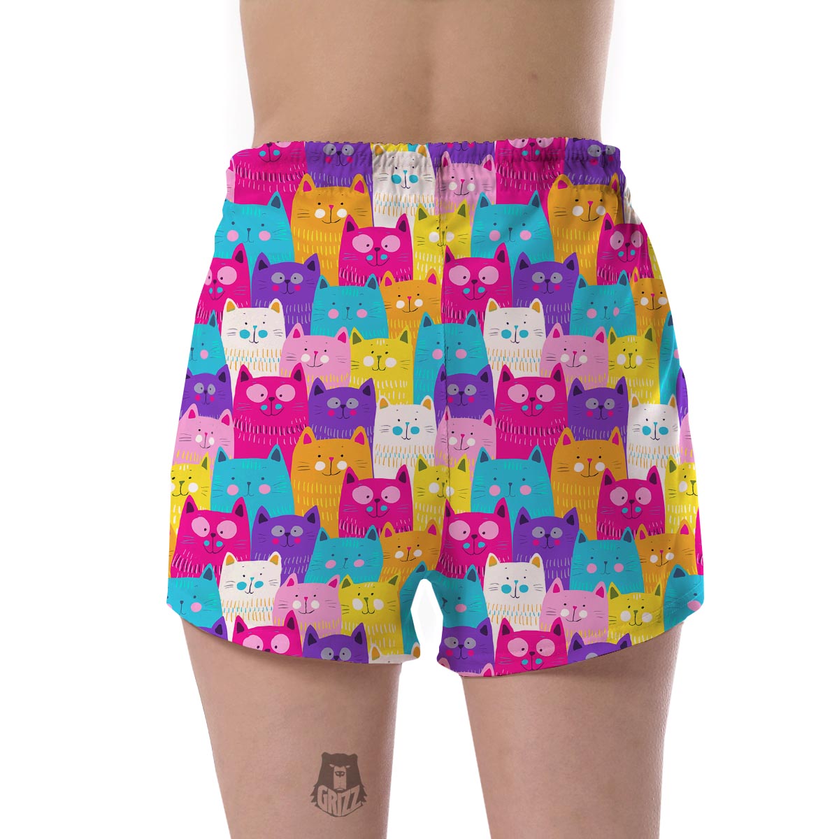 Colorful Kitten Cat Pattern Print Women's Shorts-grizzshop