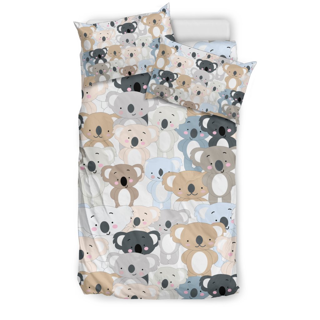Colorful Koala Pattern Print Duvet Cover Bedding Set-grizzshop