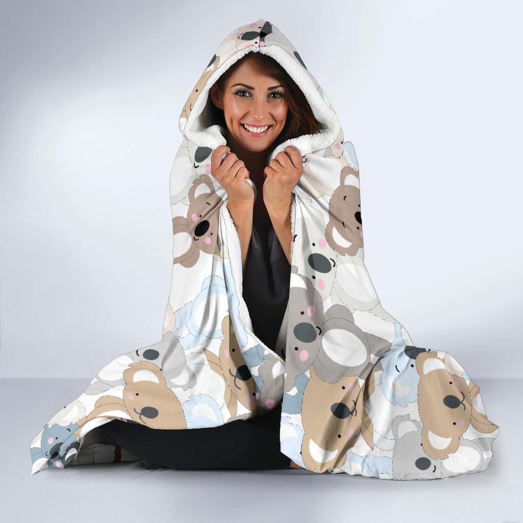 Colorful Koala Pattern Print Hooded Blanket-grizzshop