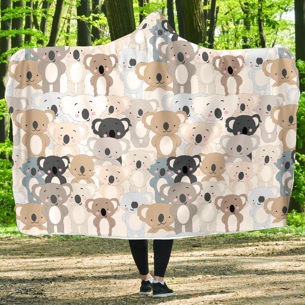 Colorful Koala Pattern Print Hooded Blanket-grizzshop