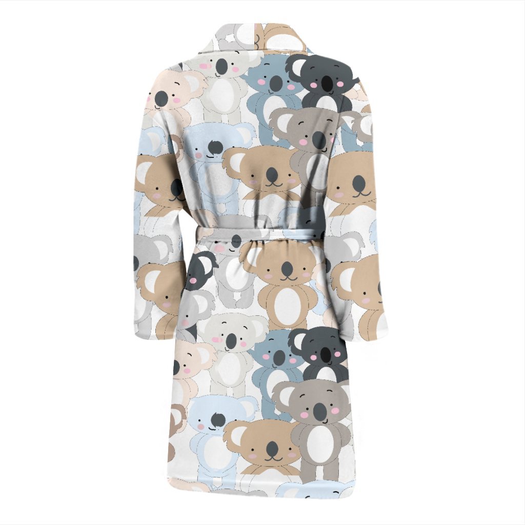 Colorful Koala Pattern Print Men Long Robe-grizzshop
