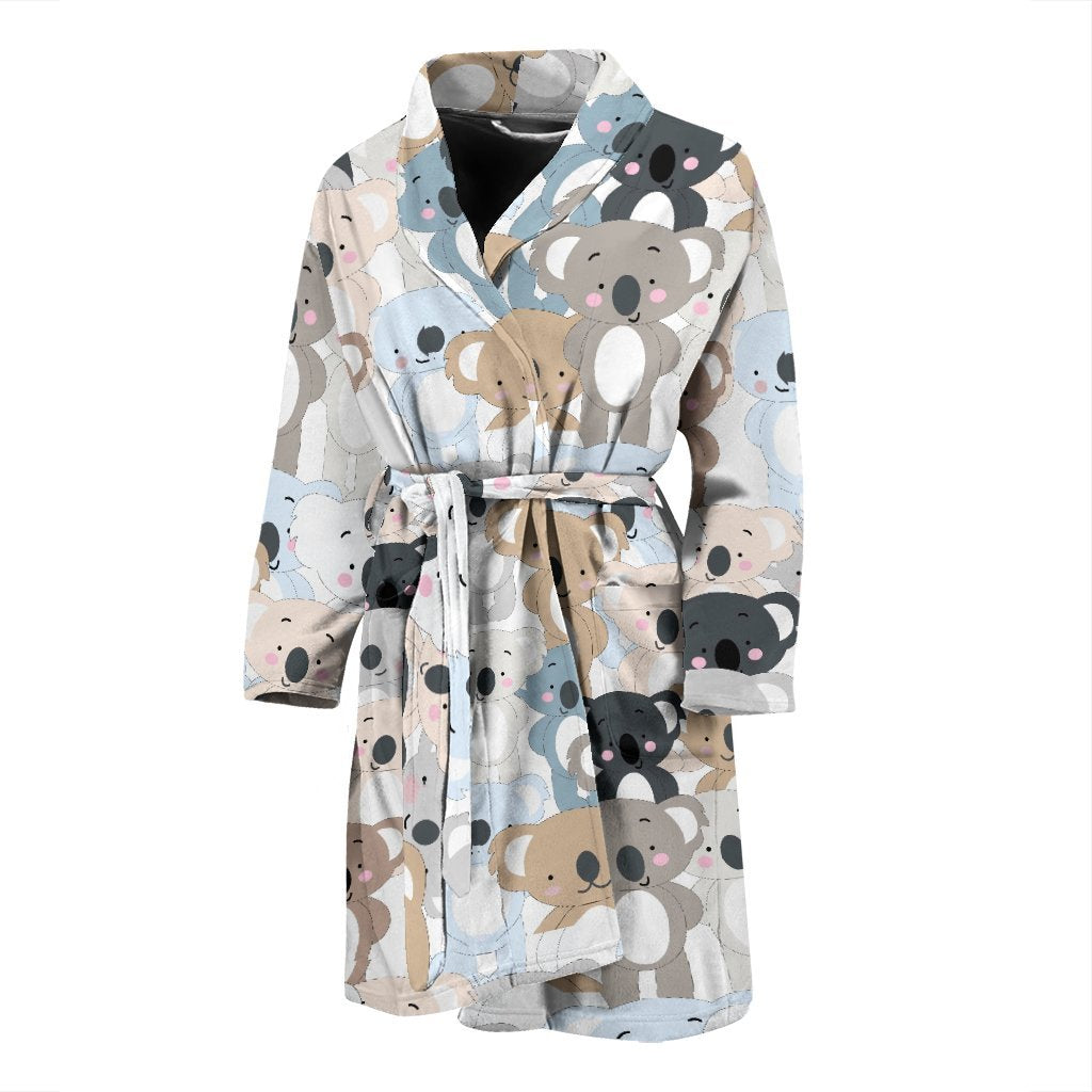 Colorful Koala Pattern Print Men Long Robe-grizzshop