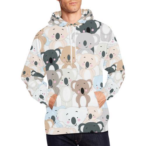 Colorful Koala Pattern Print Men Pullover Hoodie-grizzshop