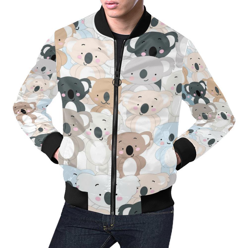 Colorful Koala Pattern Print Men's Bomber Jacket-grizzshop