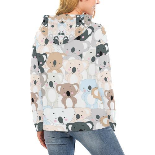 Colorful Koala Pattern Print Women Pullover Hoodie-grizzshop