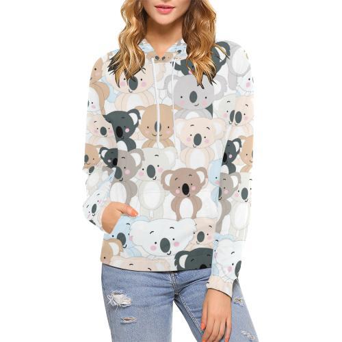 Colorful Koala Pattern Print Women Pullover Hoodie-grizzshop