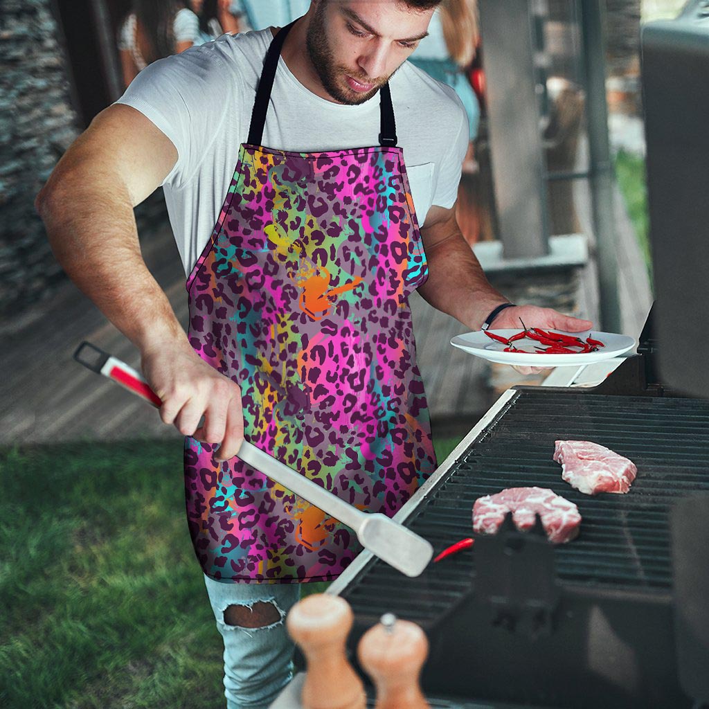 Colorful Leopard Men's Apron-grizzshop
