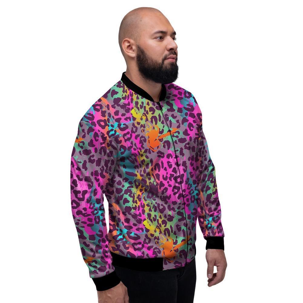 Colorful Leopard Men's Bomber Jacket-grizzshop