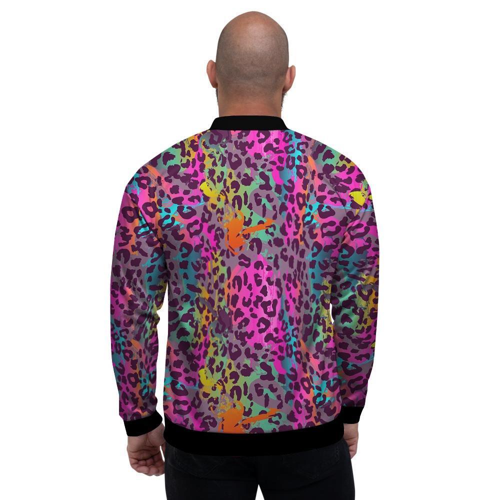 Colorful Leopard Men's Bomber Jacket-grizzshop