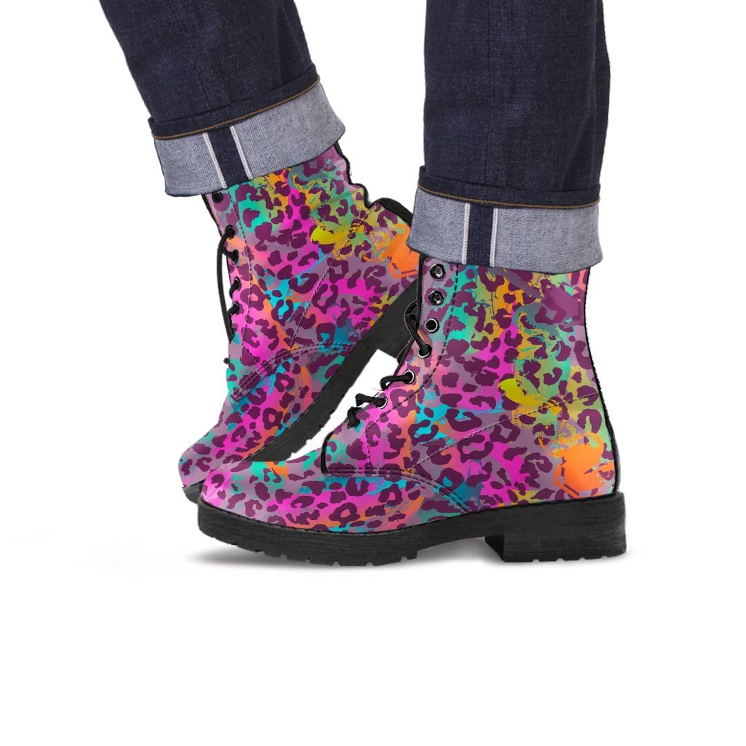 Colorful Leopard Men's Boots-grizzshop