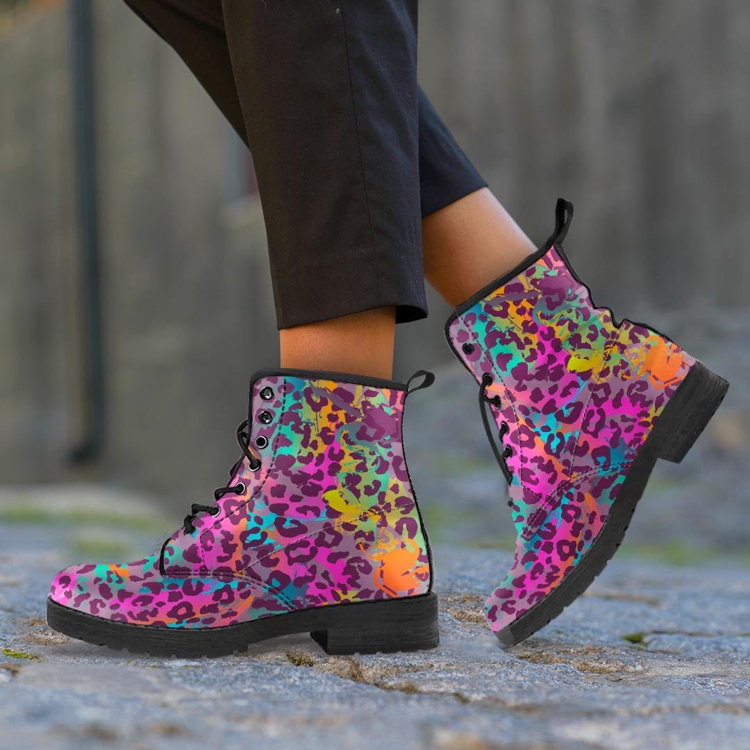 Colorful Leopard Men's Boots-grizzshop