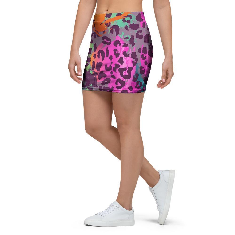 Colorful Leopard Mini Skirt-grizzshop