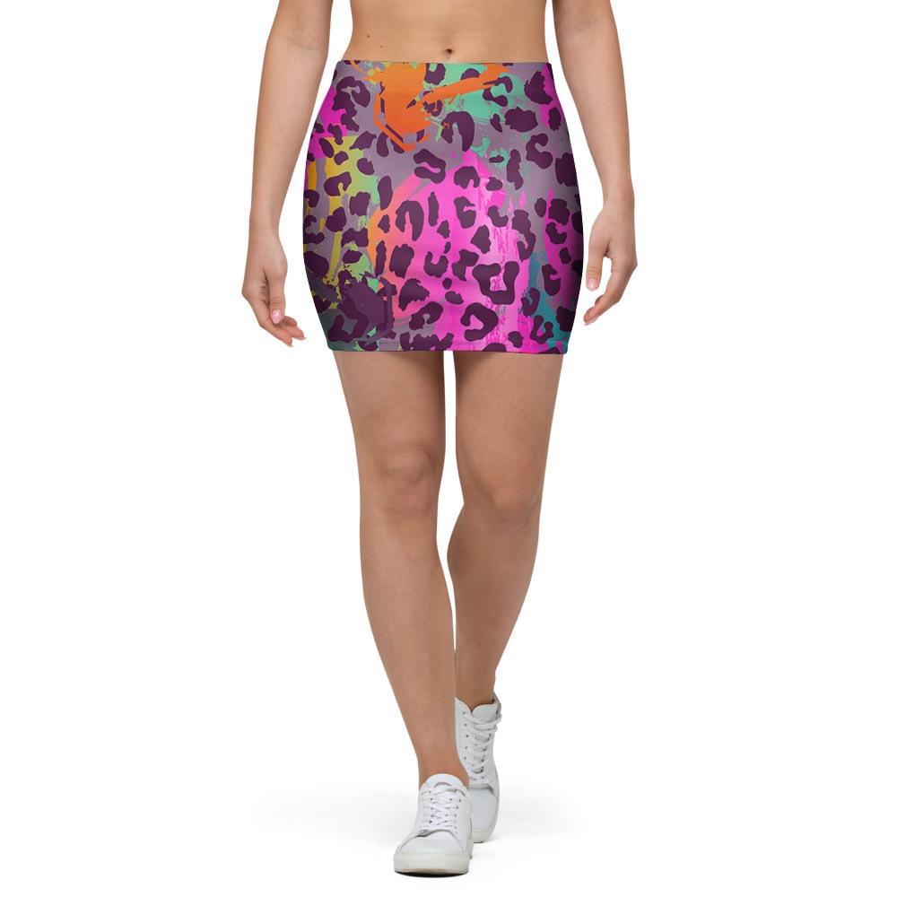 Colorful Leopard Mini Skirt-grizzshop