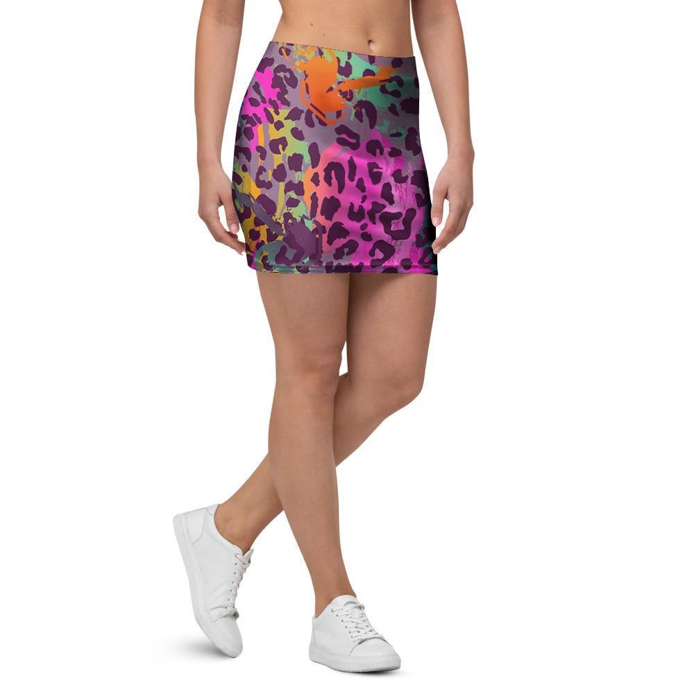 Colorful Leopard Mini Skirt-grizzshop