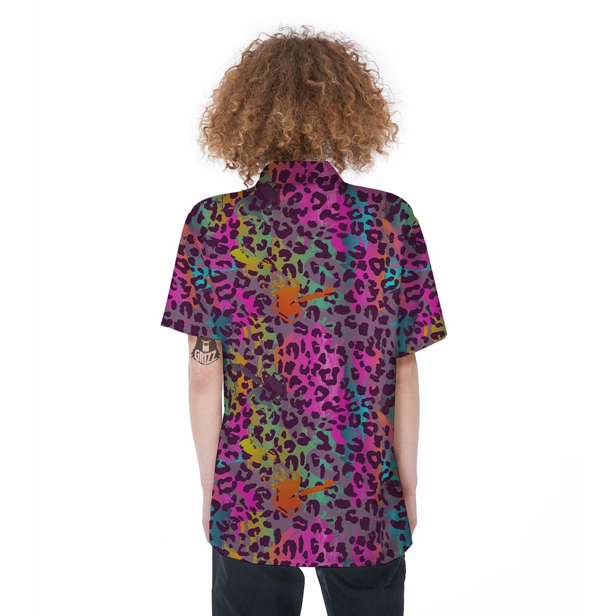 Colorful Leopard Women's Short Sleeve Shirts-grizzshop