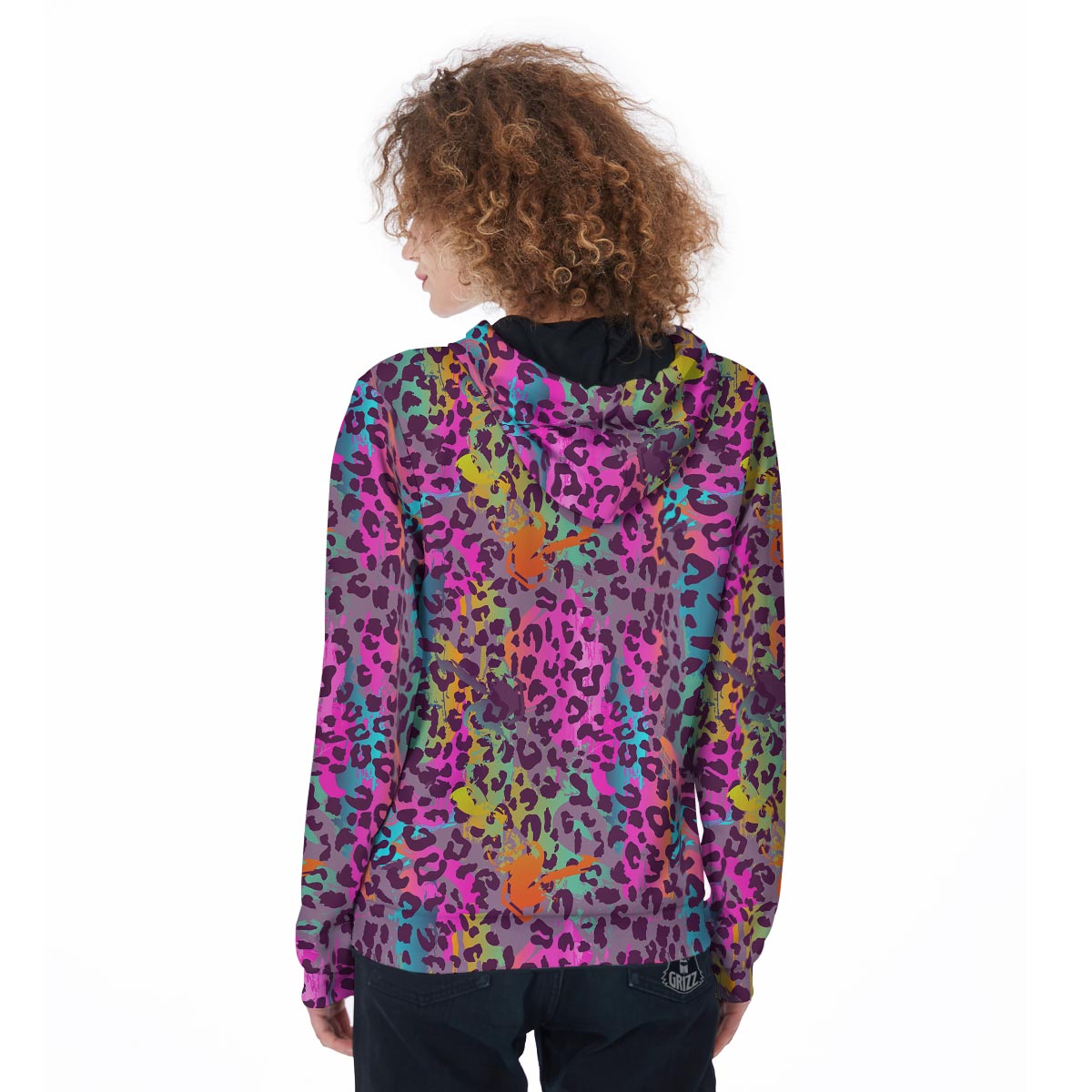 Colorful Leopard Women's Zip Up Hoodie-grizzshop