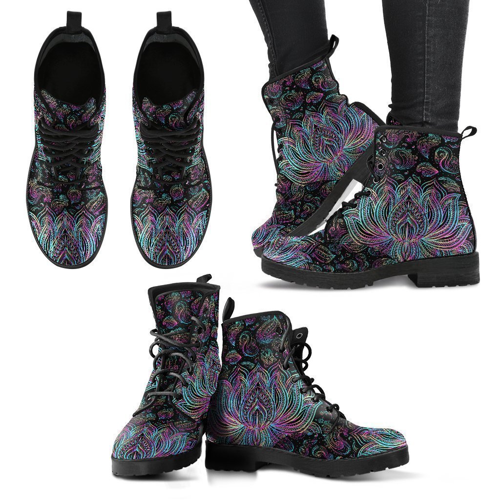 Colorful Lotus Women's Leather Boots-grizzshop