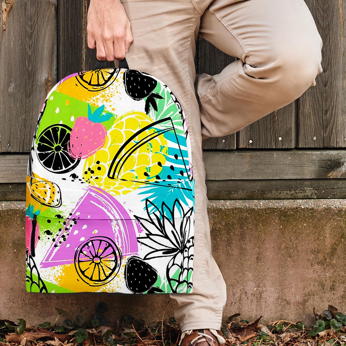 Colorful Mix Fruit Pineapple Hawaiian Print Backpack-grizzshop
