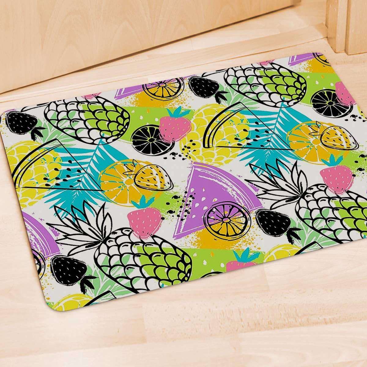 Colorful Mix Fruit Pineapple Hawaiian Print Door Mat-grizzshop