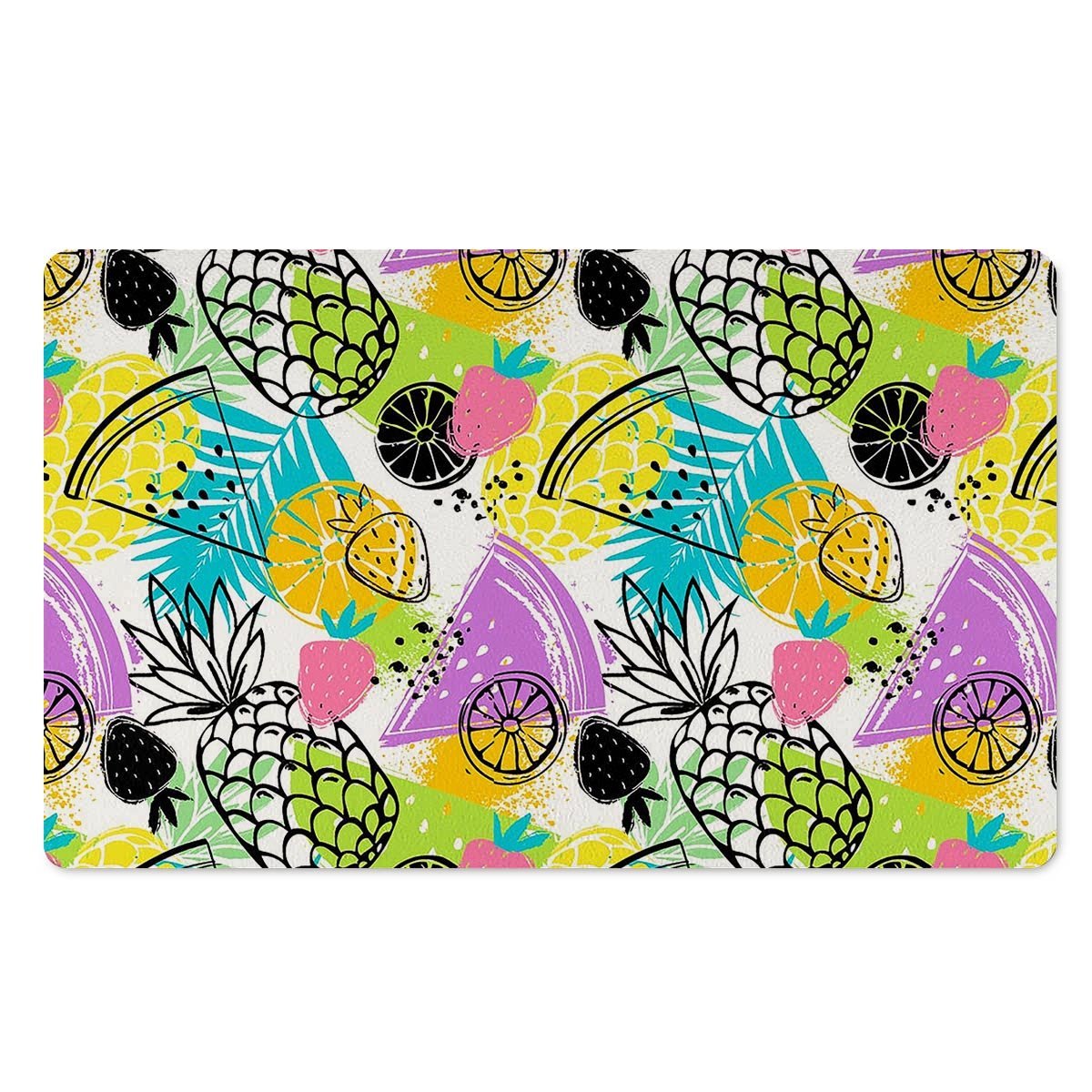 Colorful Mix Fruit Pineapple Hawaiian Print Door Mat-grizzshop
