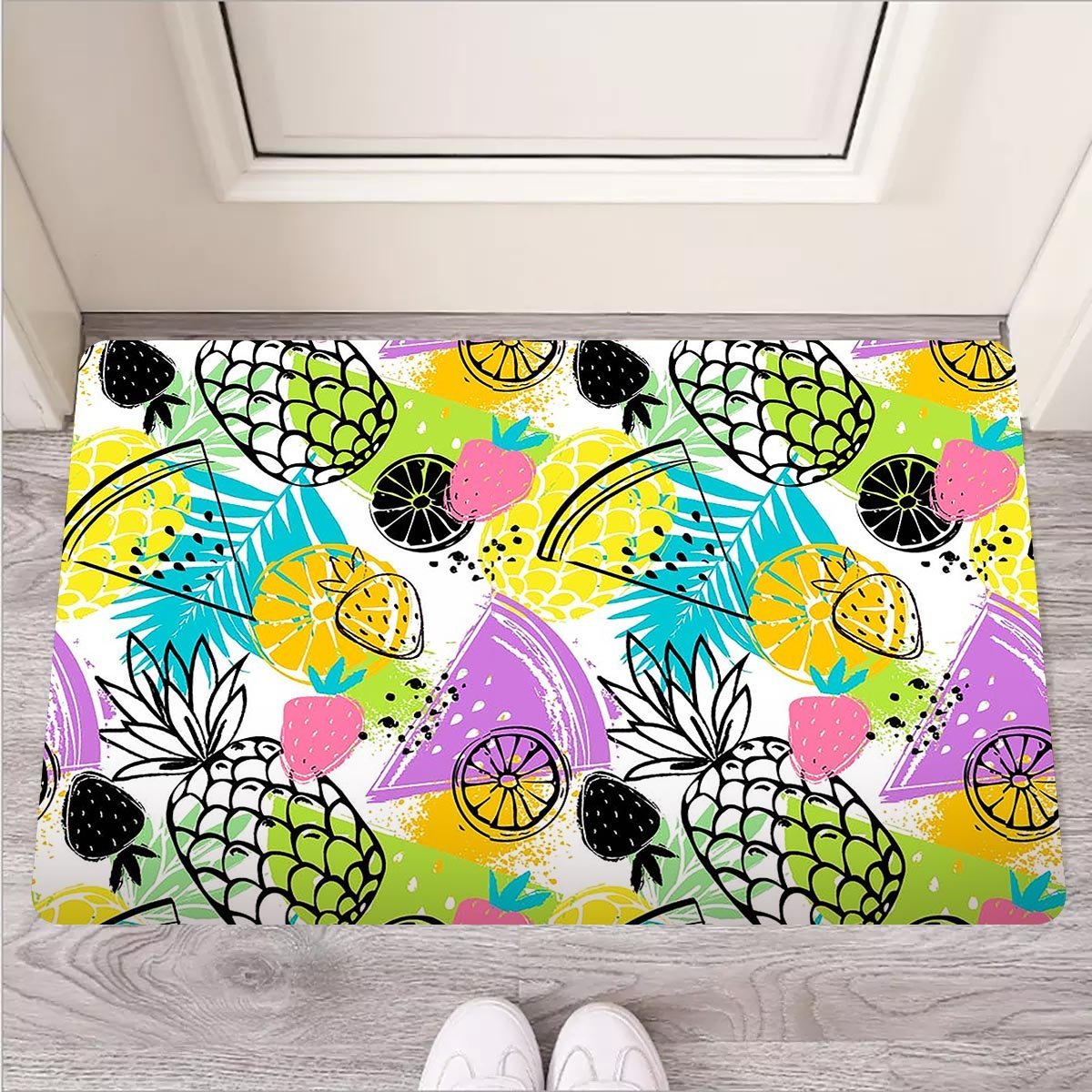 Colorful Mix Fruit Pineapple Hawaiian Print Door Mat-grizzshop