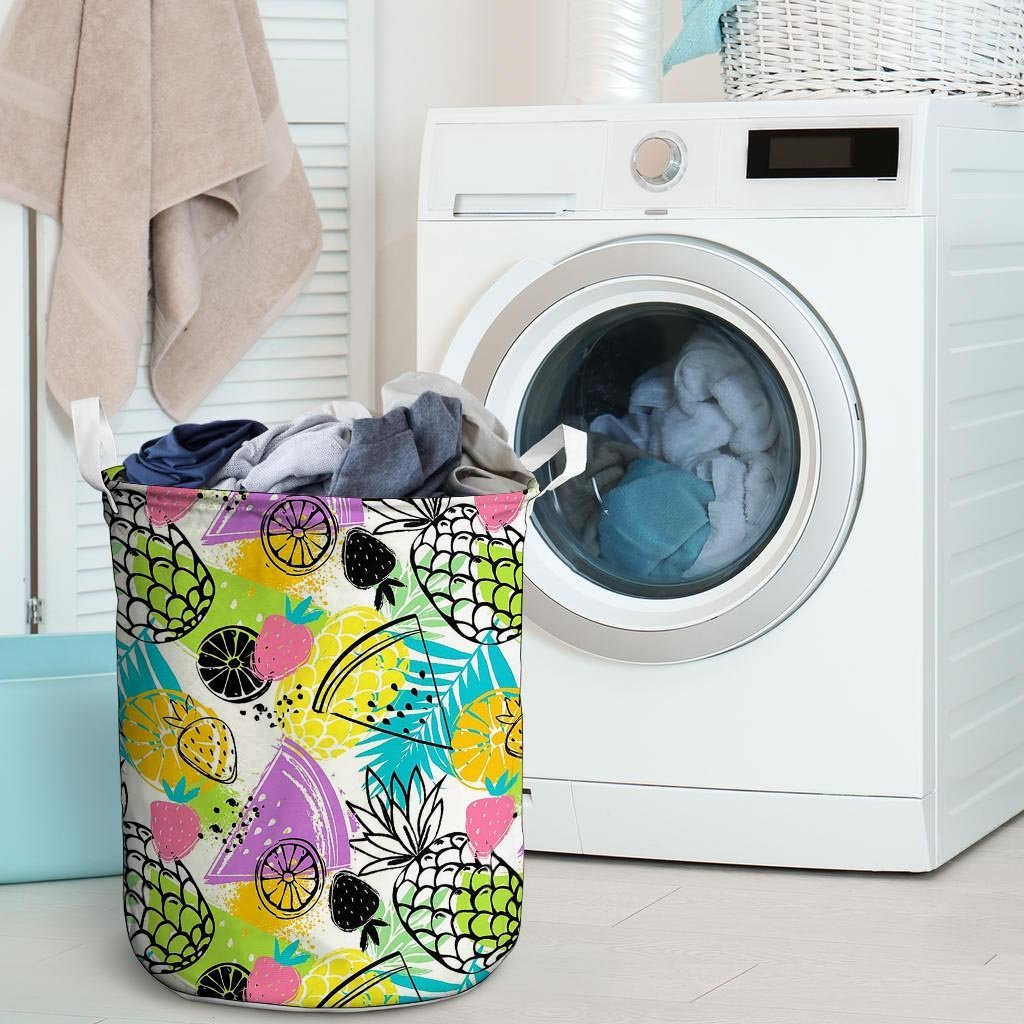 Colorful Mix Fruit Pineapple Hawaiian Print Laundry Basket-grizzshop