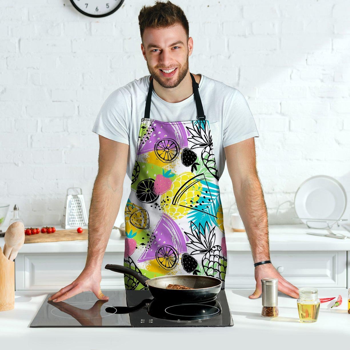 Colorful Mix Fruit Pineapple Hawaiian Print Men's Apron-grizzshop
