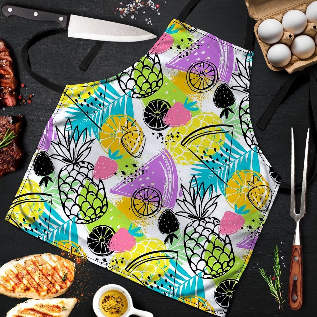 Colorful Mix Fruit Pineapple Hawaiian Print Men's Apron-grizzshop