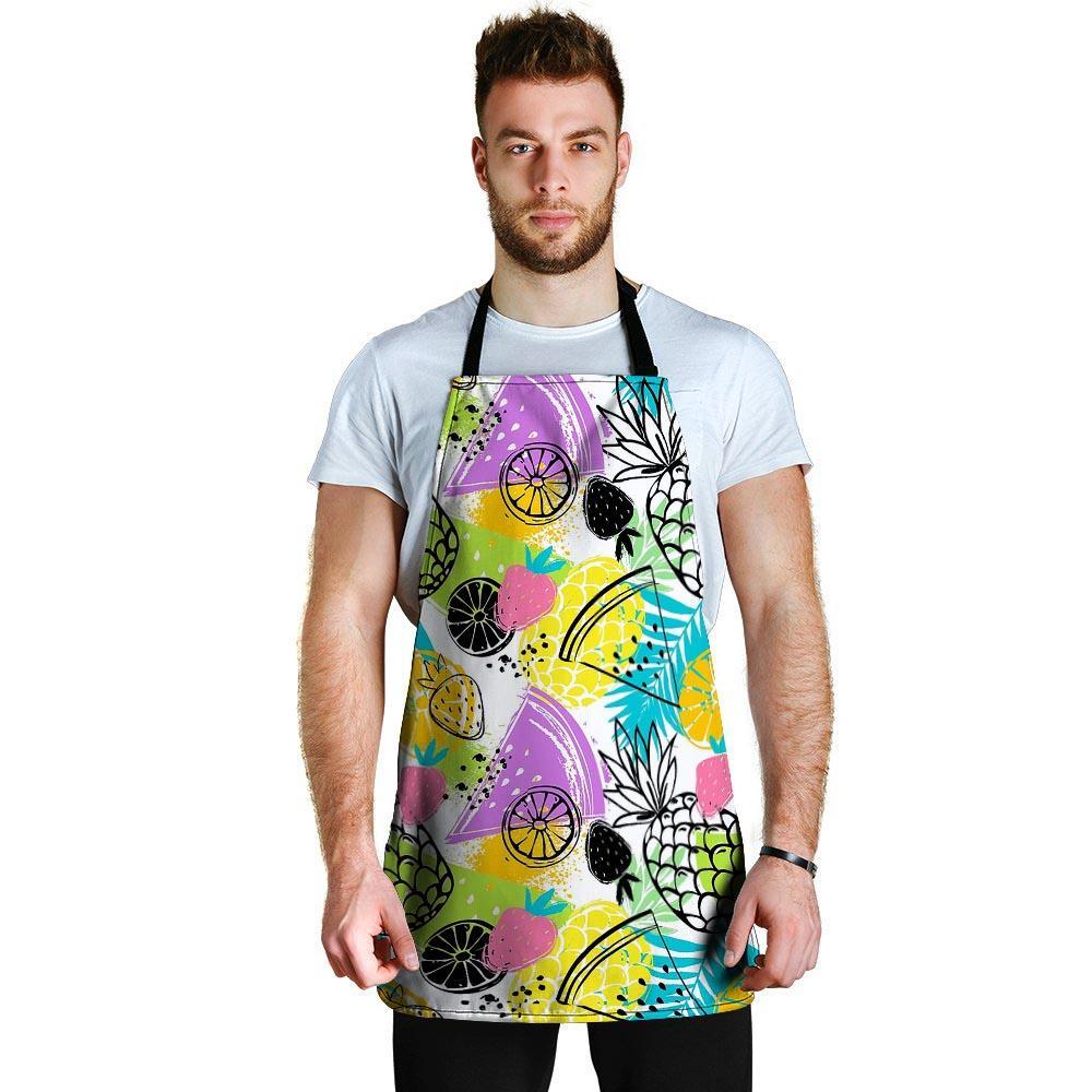 Colorful Mix Fruit Pineapple Hawaiian Print Men's Apron-grizzshop