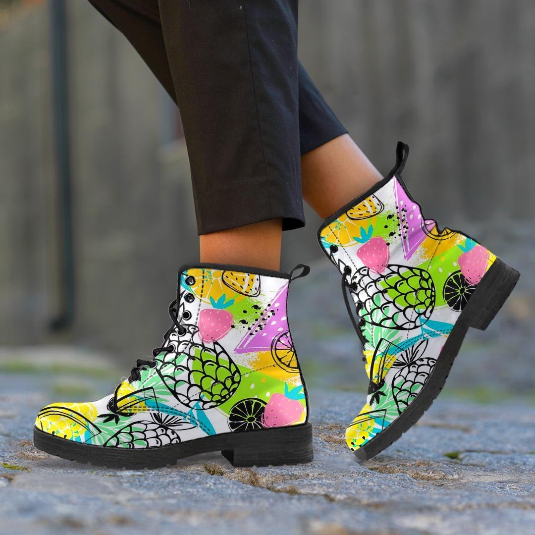 Colorful Mix Fruit Pineapple Hawaiian Print Men's Boots-grizzshop