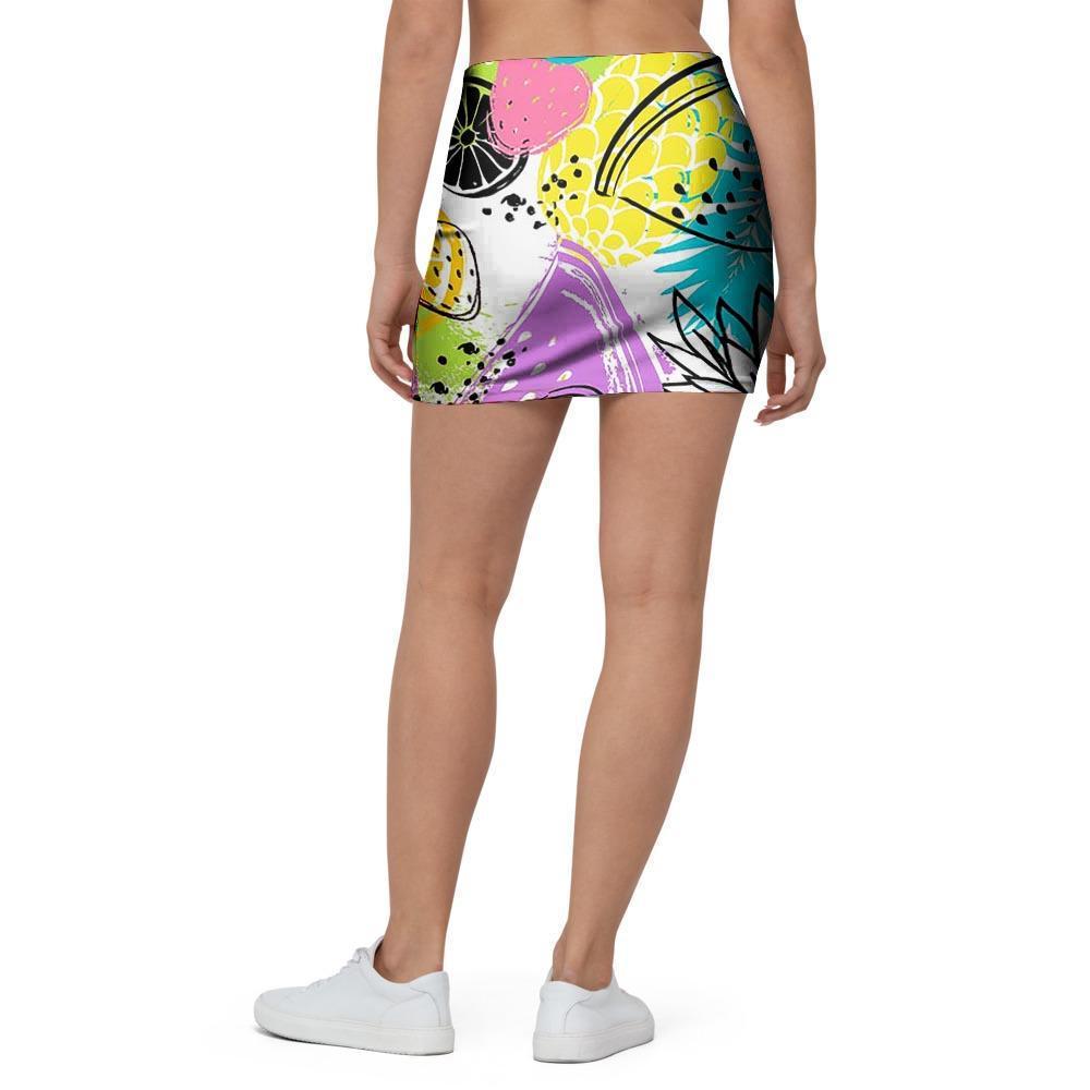 Colorful Mix Fruit Pineapple Hawaiian Print Mini Skirt-grizzshop