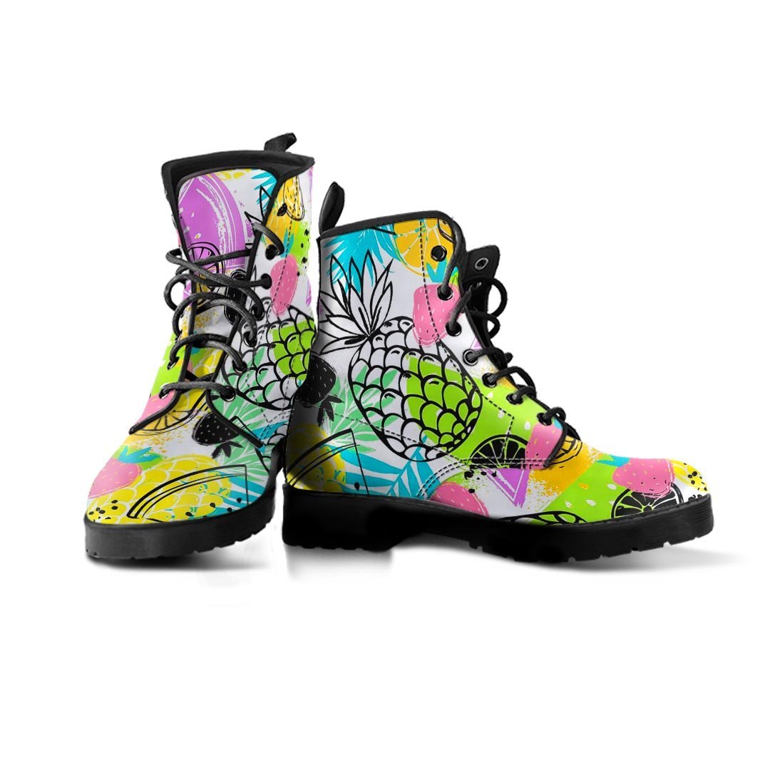 Colorful Mix Fruit Pineapple Hawaiian Print Women's Boots-grizzshop
