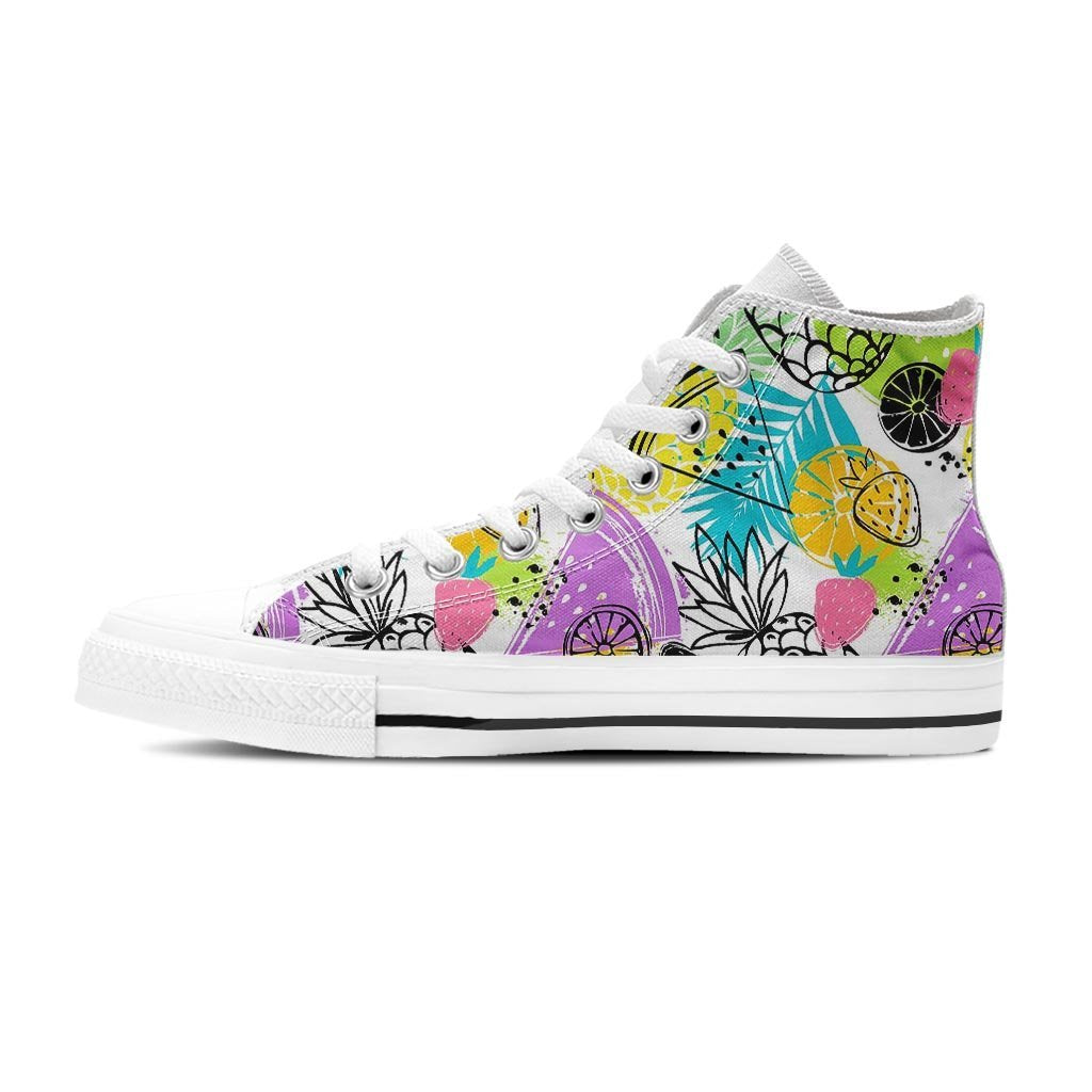 Colorful Mix Fruit Pineapple Hawaiian Print Women's High Top Shoes-grizzshop