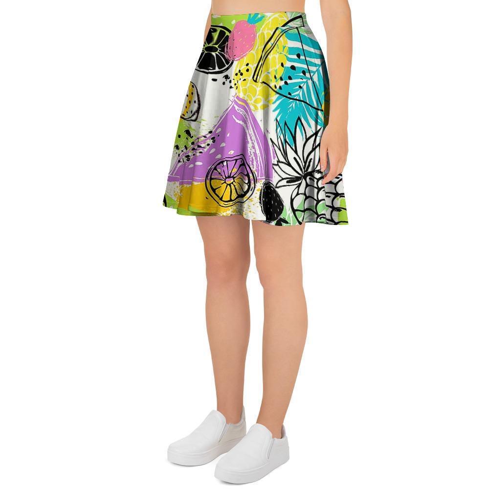 Colorful Mix Fruit Pineapple Hawaiian Print Women's Skirt-grizzshop