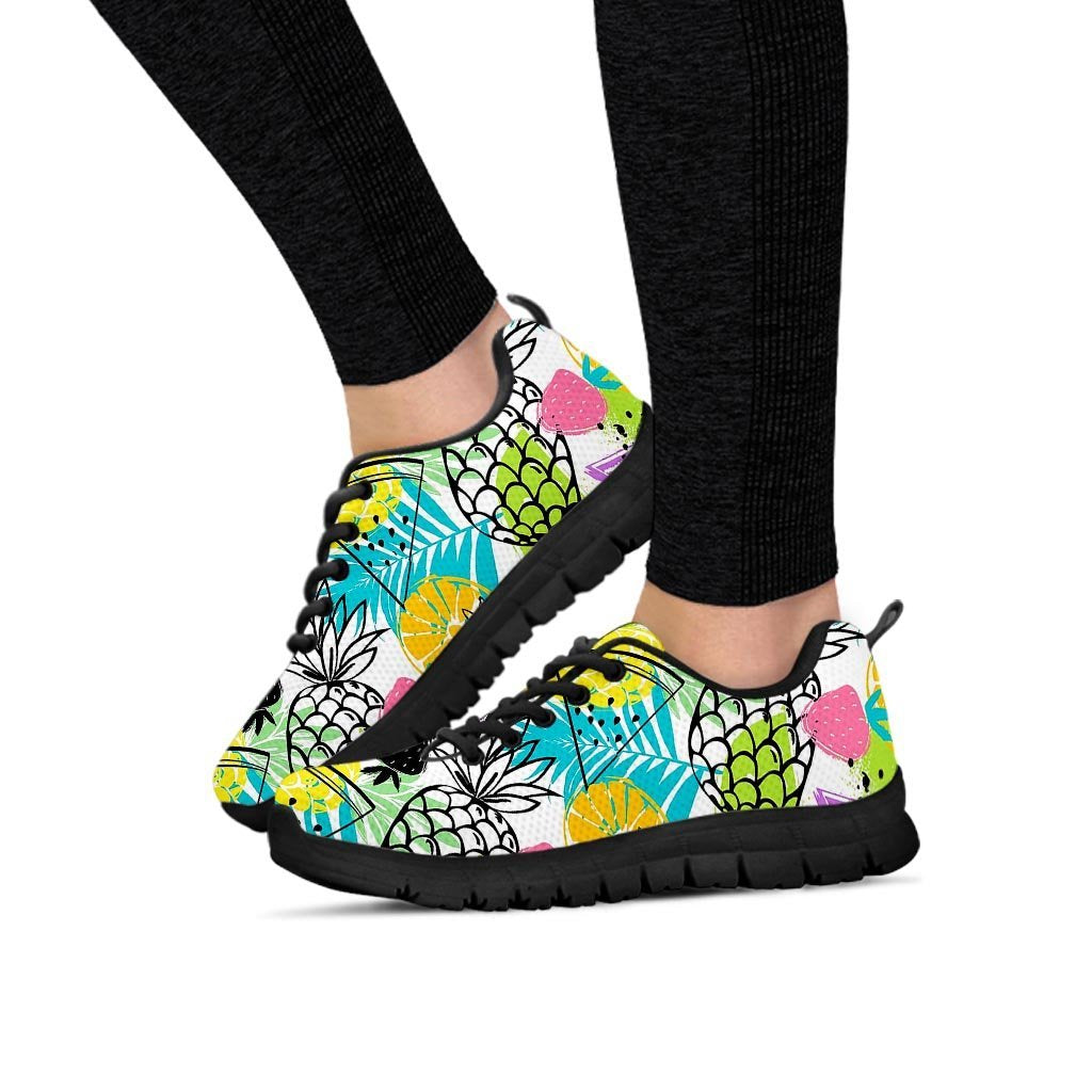 Colorful Mix Fruit Pineapple Hawaiian Print Women's Sneakers-grizzshop