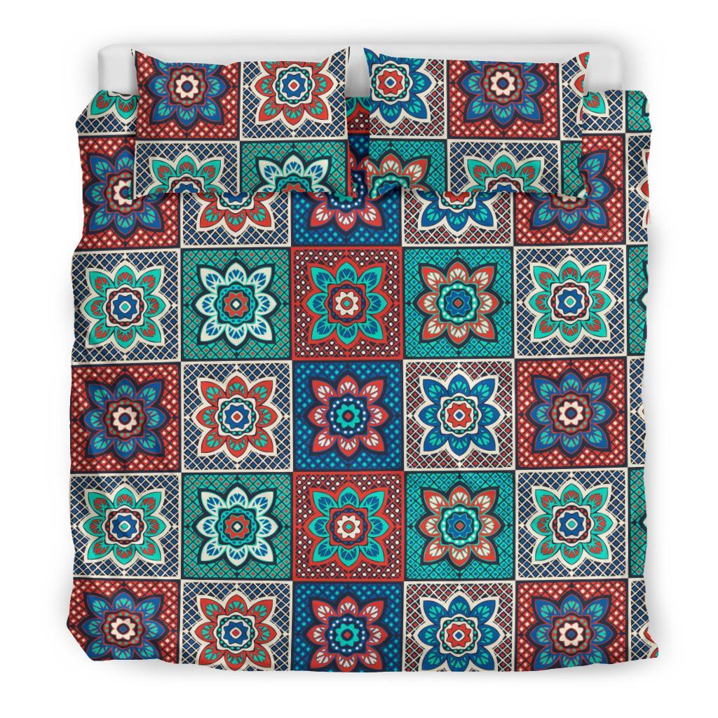 Colorful Mosaic Print Pattern Duvet Cover Bedding Set-grizzshop